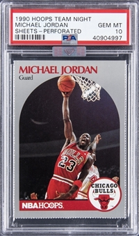 1990-91 Hoops Team Night Sheets-Perforated Michael Jordan – PSA GEM MT 10 – MBA Silver Diamond Certified
